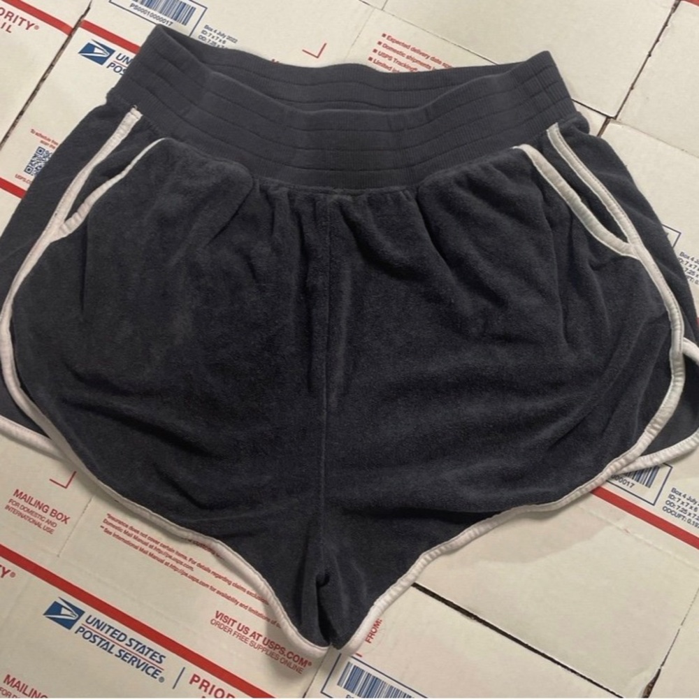 SO Black Terry Athletic Shorts with White Trim